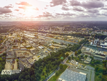 Luftaufnahme aus Osnabrück Hafen in Richtung Innenstadt